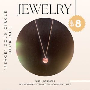 Gold-plated circular “peace” necklace.Only 1 available. Slightly worn. Only $8!